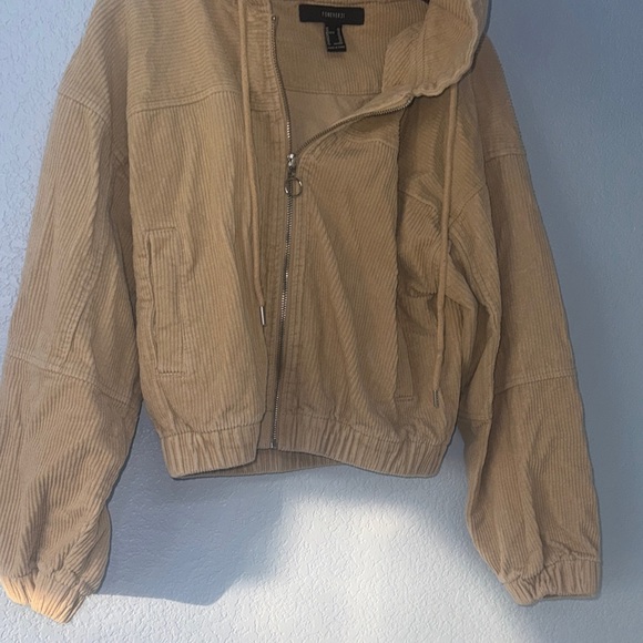 Forever 21 Tan Corduroy Hoodie Size XS - Picture 4 of 9